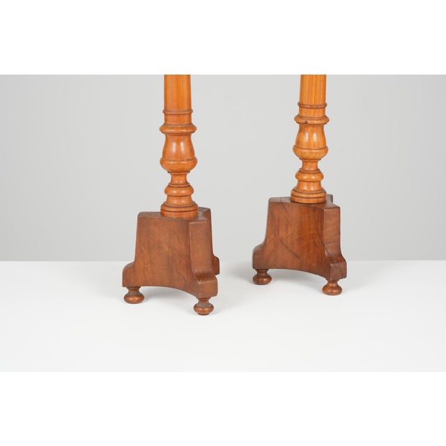 19th Century French Turned Wood Candlesticks, Set of 2 For Sale - Image 4 of 6