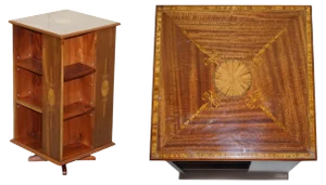 Burr Walnut & Hardwood Revolving Bookcase, 1900s