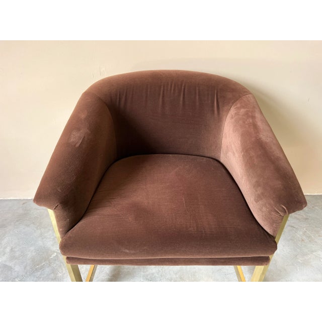 Milo Baughman for Design Institute of America Brass Desk / Club Chair With Casters For Sale In Miami - Image 6 of 12