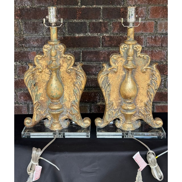 Vintage Palm Beach Regency Uttermost Hand Gilt Table Lamps - A Pair - Newly Painted For Sale - Image 16 of 17