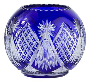 Bohemian Cobalt Blue Cut Crystal Bowl, 1920s-1930s