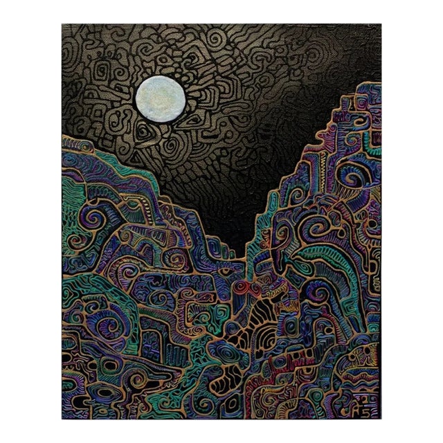 Alexander Arshansky, Abstract Acrylic and Mixed Media on Canvas, "Escape to the Valley" For Sale