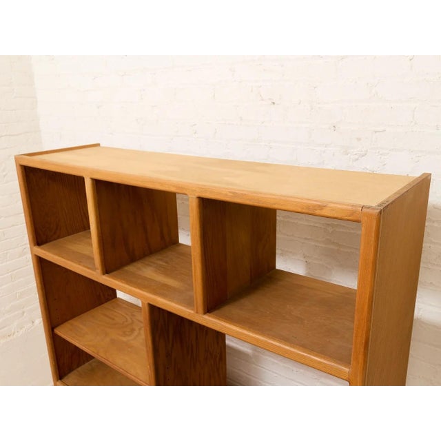 Wood Vintage Modernist Oak Open-Shelf Room Divider Bookcase For Sale - Image 7 of 10