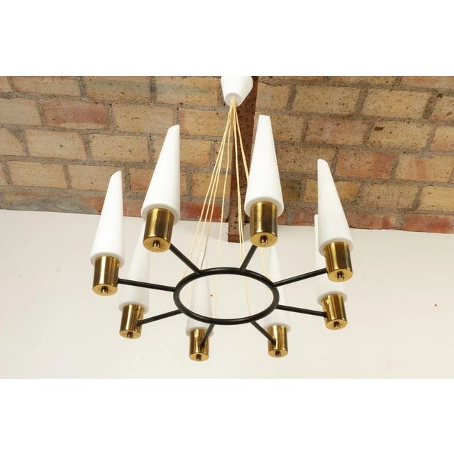 Mid-Century Modern Brass Pendant Lamp with Opal Glass Shades, 1960s For Sale - Image 11 of 18
