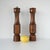 Vintage circa 1960s carved wood salt and pepper mill by Woodcrest by Styson and manufactured in Japan.