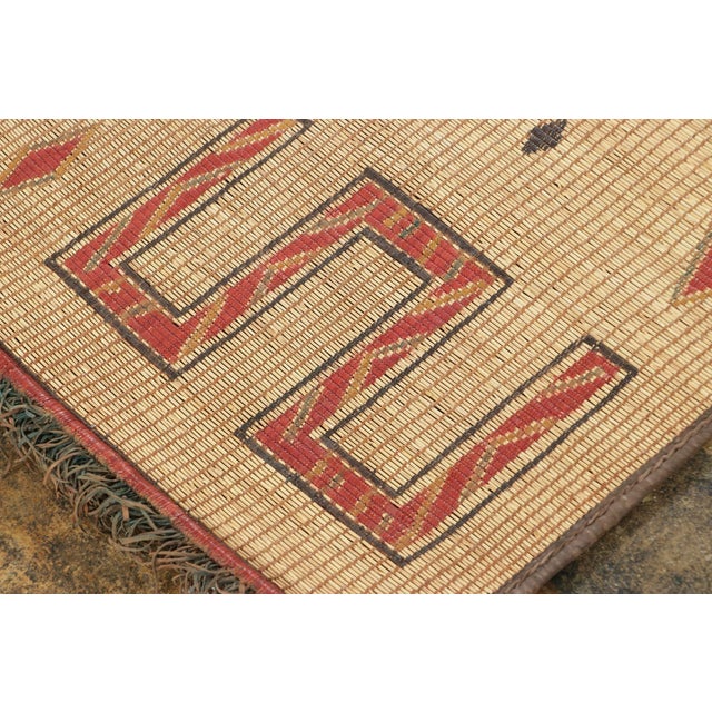 1950s Vintage Square Tuareg Mat in Red and Beige Tribal Geometric Patterns For Sale - Image 5 of 7