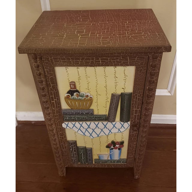 American Colonial Crackle Painted Cabinet For Sale - Image 11 of 11