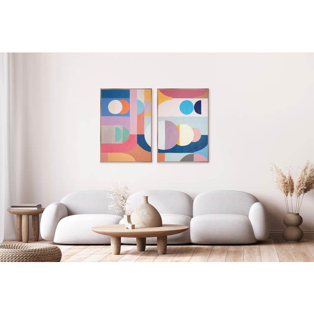 2020s 2026, Astronomy Drawing, Bauhaus Landscape, Copernicus Sketches, Acrylic Paint on Watercolor Paper by Natalia Roman - Set of 2 For Sale - Image 5 of 10