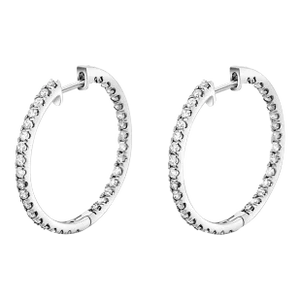 Natual 1.2 Carat Diamond Inside-Out Hoop Earrings in 14k Gold - 2 Pieces