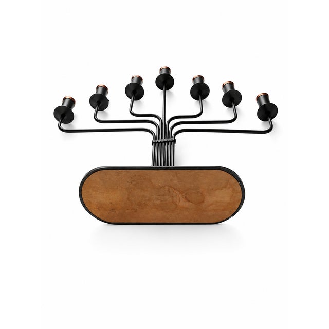 1960s Seven-Arm Candelabra in Black Metal and Copper attributed to Gunnar Ander for Ystad-Metall, Sweden, 1960s For Sale - Image 5 of 11