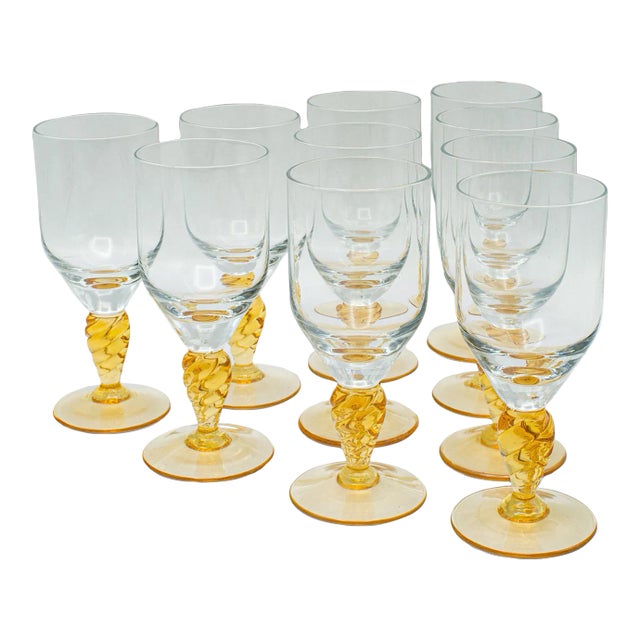 1950's Set of 10 Vintage Stem Glasses For Sale