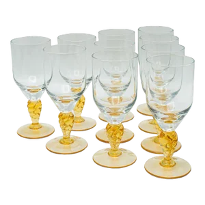 1950's Set of 10 Vintage Stem Glasses