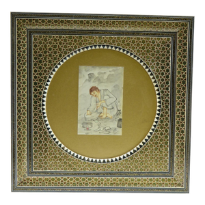 1970s Persian Khatam Inlaid Artwork – Original, Signed, Framed
