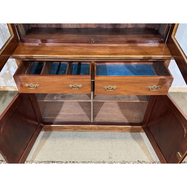 Wood Antique Victorian Two-Section Mahogany Bookcase, 1800s For Sale - Image 7 of 15