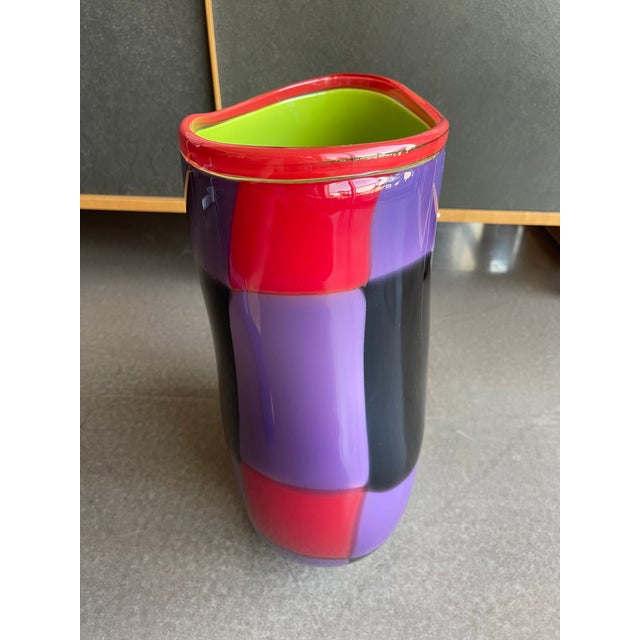 1980s Harry Stuart Rpm Studios Monumental Patch Glass Vase Postmodern Signed For Sale In Las Vegas - Image 6 of 12