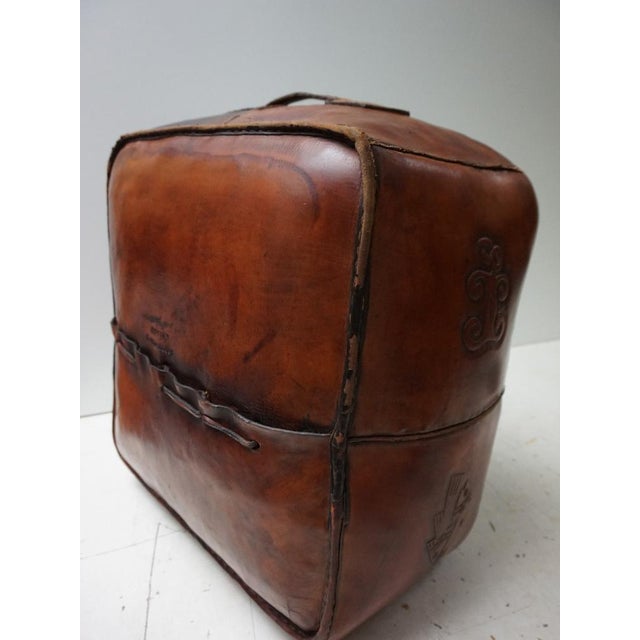 Square Saddle Leather Ottoman by Angel Pazmino, 1970s For Sale - Image 12 of 13