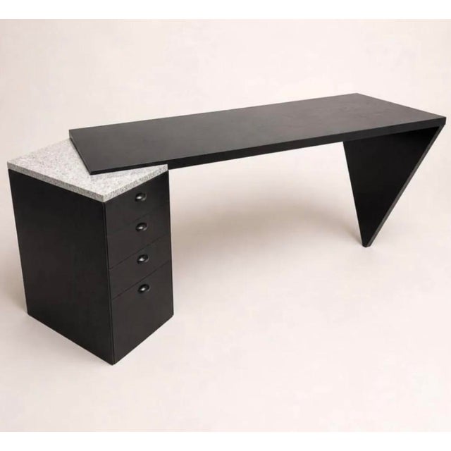Large Lacquered Wood and Granite Desk, 1980 For Sale - Image 10 of 10