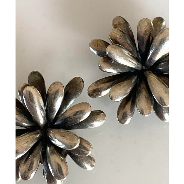 Mid 20th Century Sterling Silver Floral Earrings by S. Christian Fogh (Denmark) For Sale - Image 5 of 8