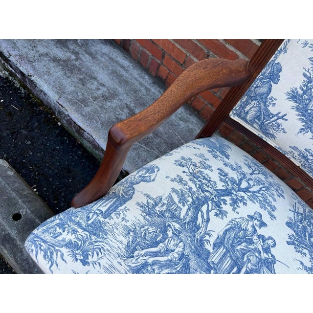 Art Deco Mid 20th Century Vintage Art Deco Upholstered Open Armchair For Sale - Image 3 of 11