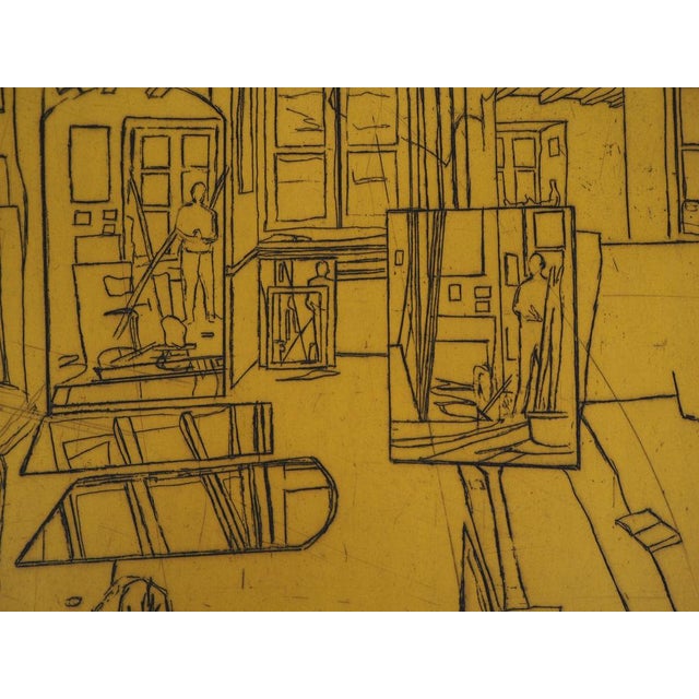 Modern Pierre Collin, The Workshop (Yellow), Original Etching For Sale - Image 3 of 7