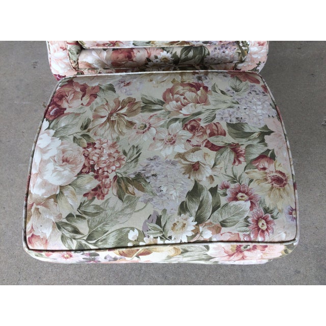 Ethan Allen Floral Chair & Ottoman Chairish
