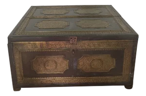Antique Anglo Indian Brass Engraved Chest