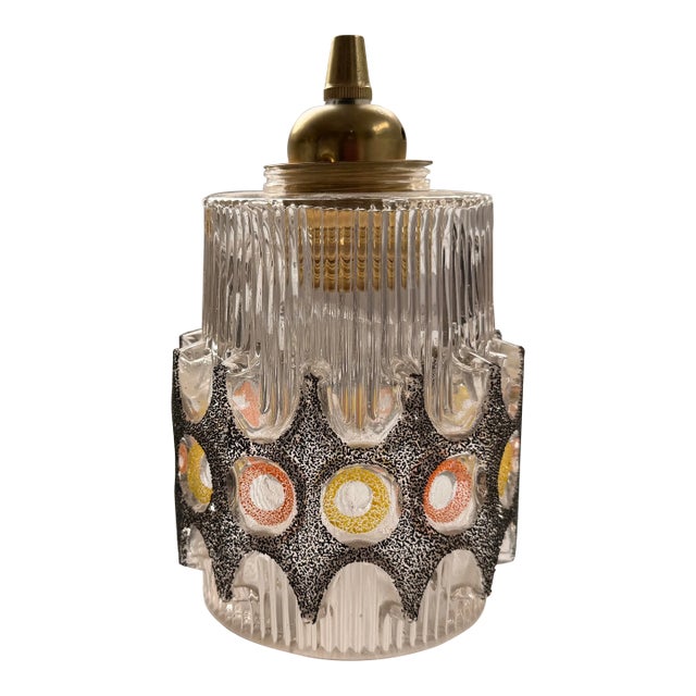 1970s Mid-Century Modern / Space Age Design Glass Pendant. For Sale