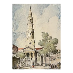 1940s Leon Pescheret Charleston South Carolina Etching