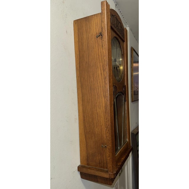 Antique German Box Regulator Wall Clock, Westminster Quarter Strike Chimes For Sale In Los Angeles - Image 6 of 9