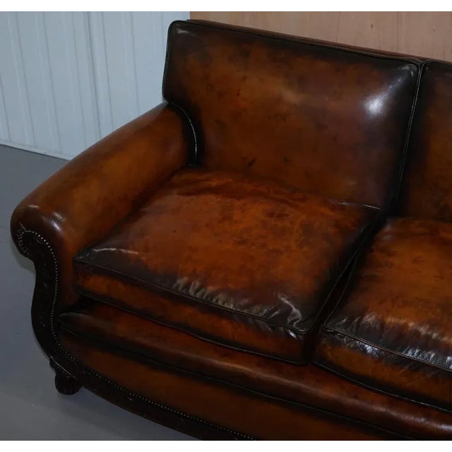 Brown Leather Two Seat Sofa For Sale - Image 3 of 18