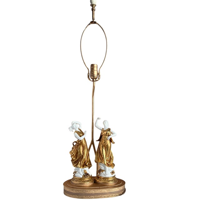 Italian Neoclassical Capodimonte-Style Figural Porcelain Table Lamp "Dancing Muses" For Sale - Image 10 of 18