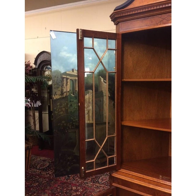 Traditional Vintage Corner Cabinet, Burl Walnut and Curly Maple Cabinet For Sale - Image 3 of 11