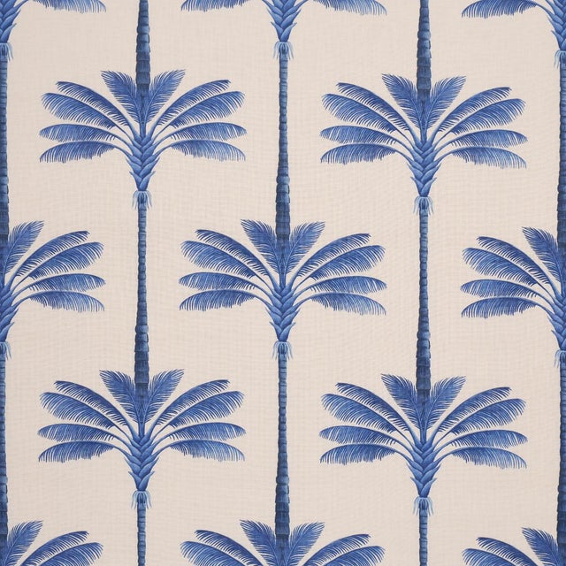 Schumacher A Palm Is A Palm Print Fabric In Indigo Palm Grove For Sale