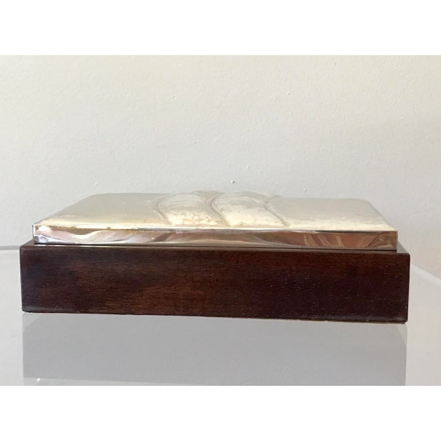 Italian Mid Century Italian Silver Plate and Satin Wood Box For Sale - Image 3 of 13