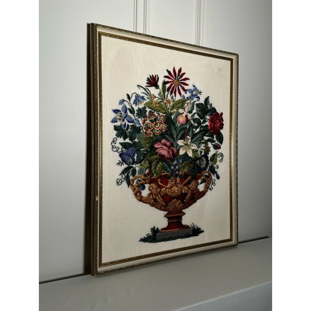 Vintage Monumental French Provincial Floral Textile Art, Multi-Color For Sale - Image 4 of 12