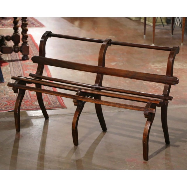 Late 19th Century 19th Century French Louis Philippe Oak Bench With Curved Legs For Sale - Image 5 of 11