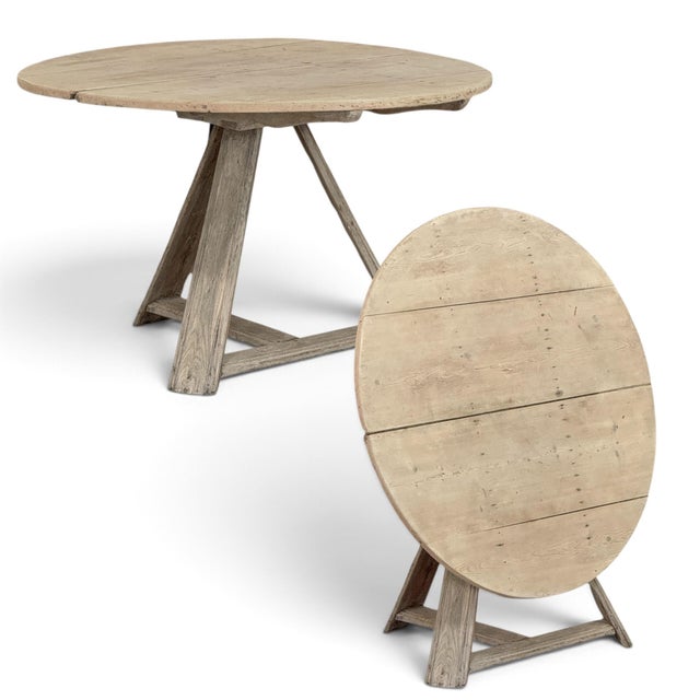 18th-Century-Rustic-Dutch-Stripped-Oak-Round-Tilt-Top-Center-Table For Sale - Image 18 of 18