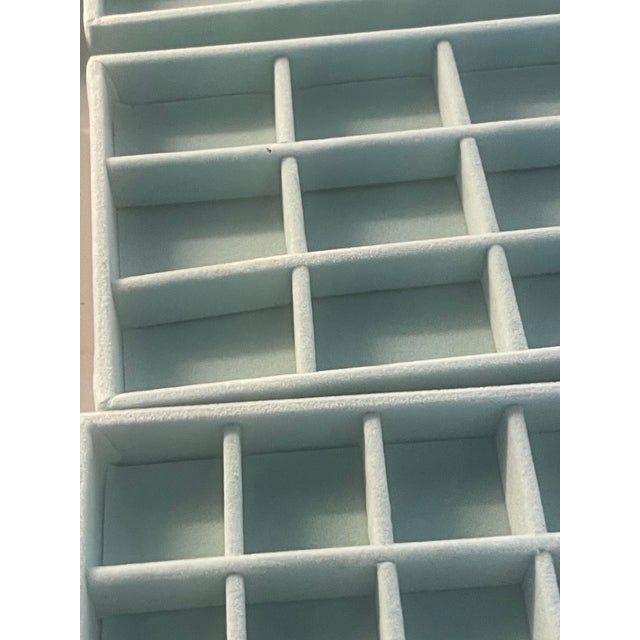 9 aqua velvet stackable jewelry trays for rings, bracelets, necklaces