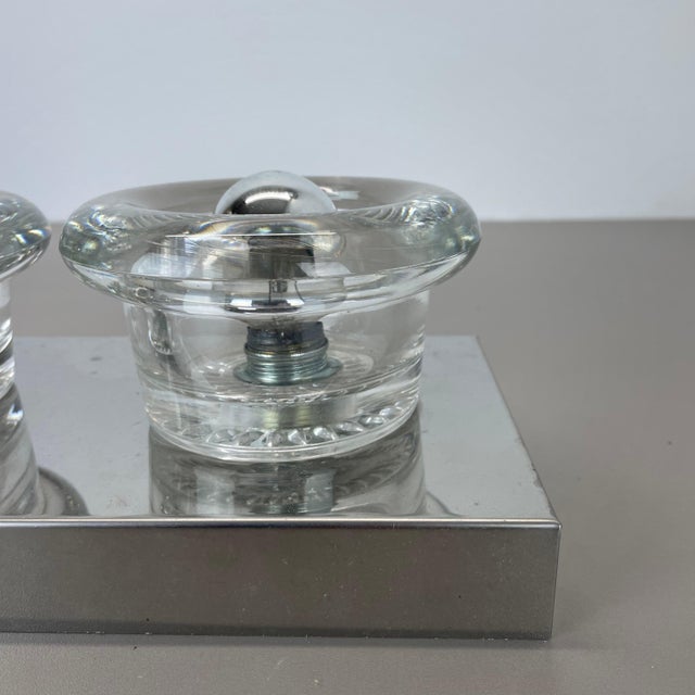 Space Age Original Metal Chrome Glass Wall Sconce Cosack Lights, Germany, 1970s For Sale - Image 12 of 18