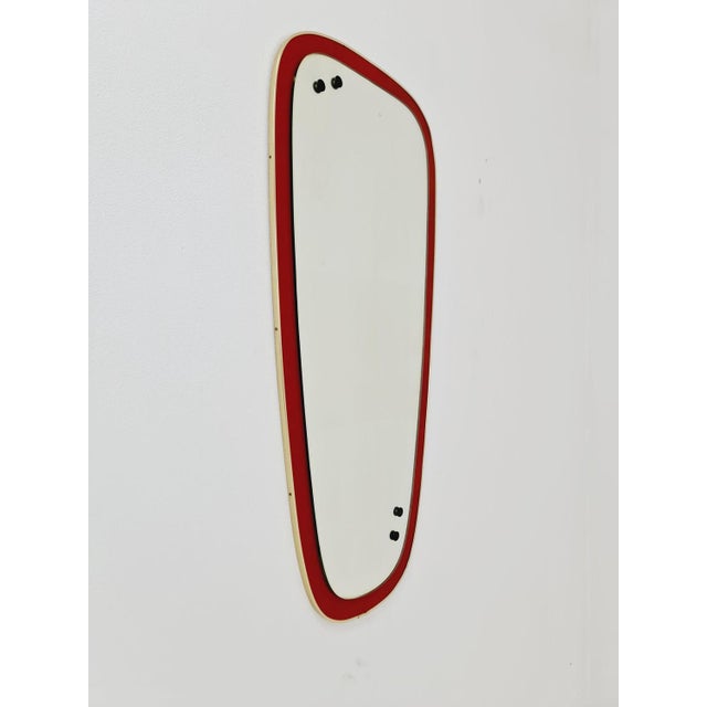 Mid-Century German Model Rockabilly Asymmetric Brass Original Kidney Wall Mirror by Zier, 1960s For Sale - Image 3 of 11