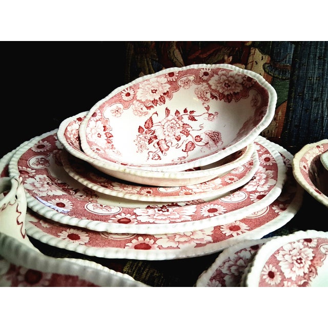 English 1900s Cambridge by Wood & Sons Red and White English Pottery For Sale - Image 3 of 9