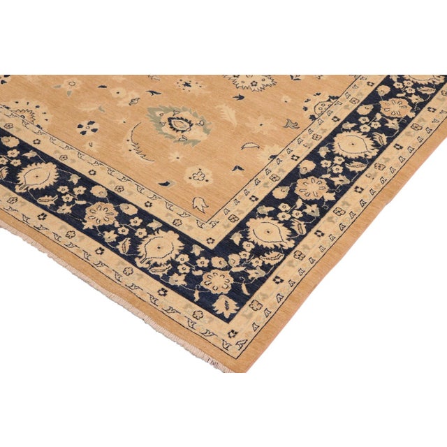 1990s Classic Ziegler Brown Blue Hand-Knotted Wool Rug - 10'0'' X 13'9'' For Sale - Image 4 of 8