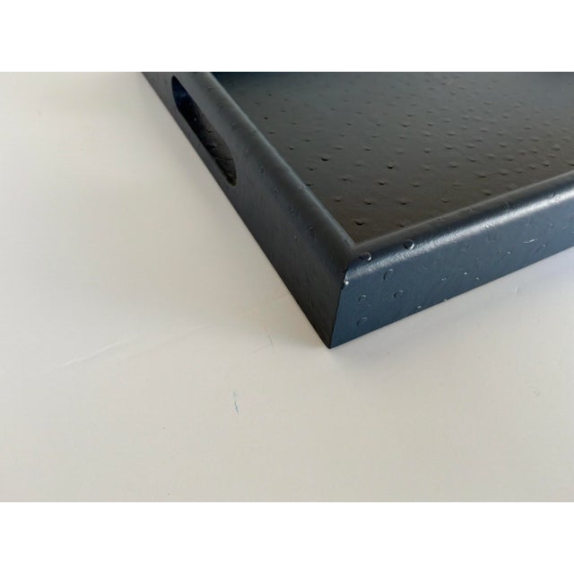 Contemporary Made Goods Co Aisling Med. Navy Ostrich Tray For Sale - Image 3 of 4