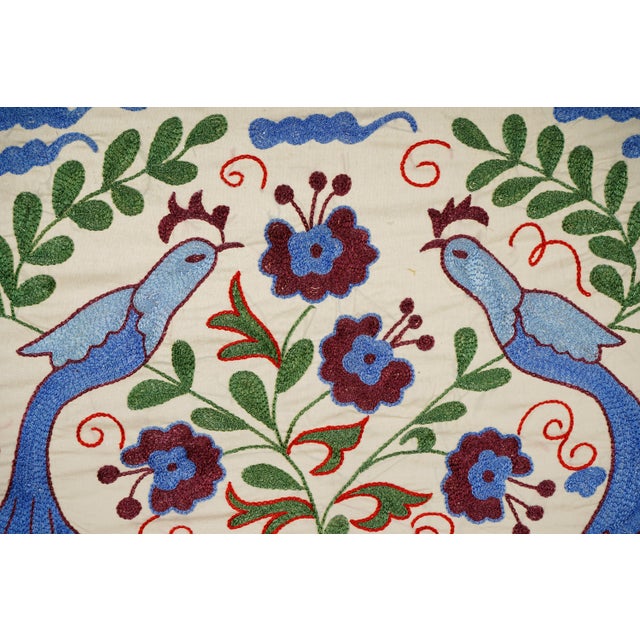 1960s Decorative Suzani Embroidered Cotton Cloth For Sale - Image 5 of 9