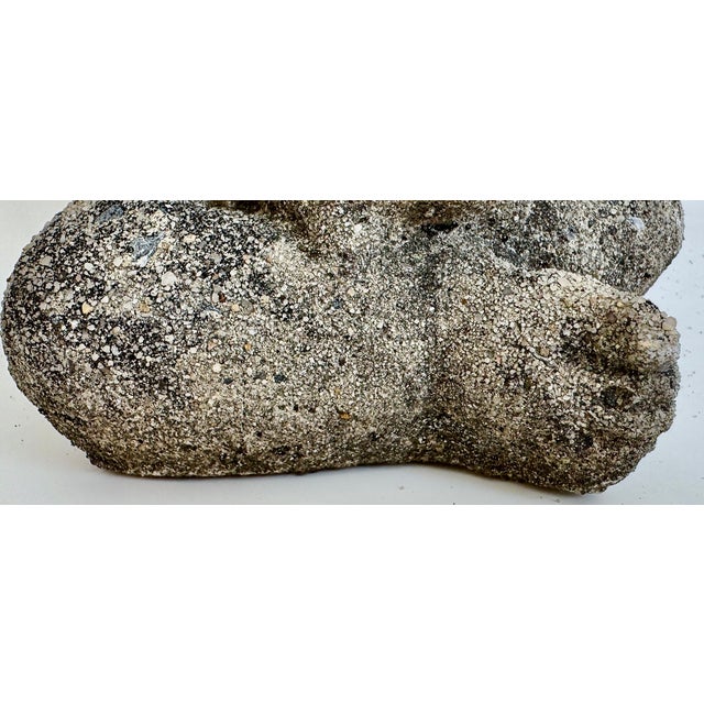 Gray Reconstituted Garden Ornament Stone Boy Holding Rabbit, 20th Century For Sale - Image 8 of 8