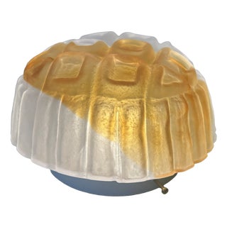 White Amber Plate Glass Ceiling Light, 1970s For Sale