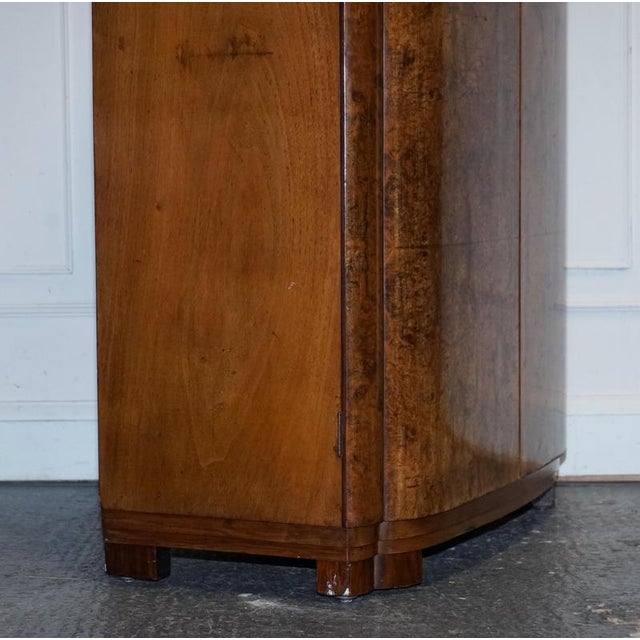 English Art Deco Burr Walnut 2-Door Wardrobe with Shelves, 1930s For Sale - Image 15 of 18