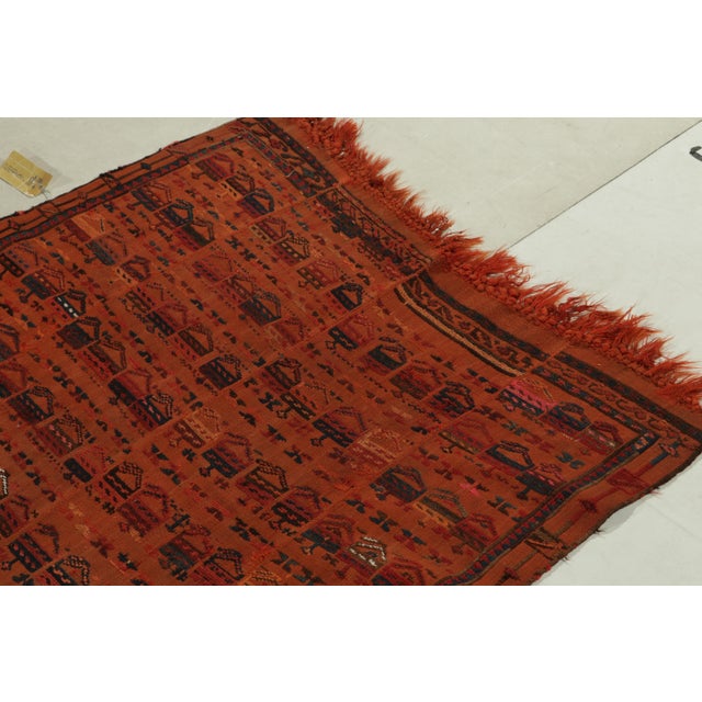 Textile Antique Verneh Kilim in Orange, Blue and Red Geometric Patterns For Sale - Image 7 of 7