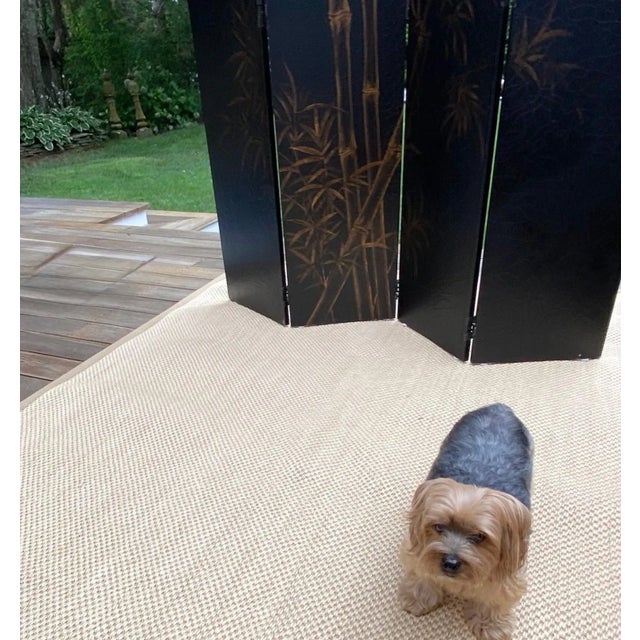Chinoiserie Style Screen, Room Divider in Black With Bamboo Pattern by Baker For Sale - Image 10 of 18