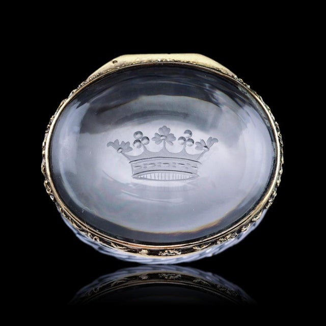Ceramic Antique 19th Century French Silver Gilt Mounted Crystal Box For Sale - Image 7 of 18